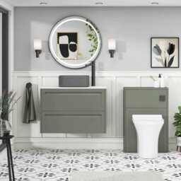 Royal Bathrooms Royal Bathroom Elmore 800mm Matt Green Wall Mounted Bathroom Vanity Unit 2 Drawer Plain White Worktop With Art Square Basin - thumbnail 5