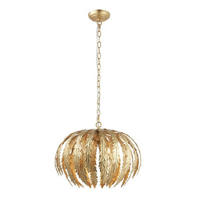 Luminosa Lighting Luminosa Delphine Floral Leaves 3 Light Spherical Pendant Gold Paint, E14