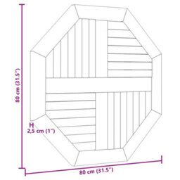 Berkfield Table Top 80X80X2.5 Cm Octagonal Solid Wood Teak - thumbnail 7