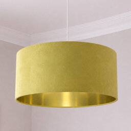 CGC Lighting Cgc Milano Mustard Yellow & Gold Oversized Large Velvet Fabric Lamp Shade - thumbnail 4