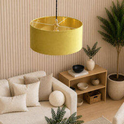 CGC Lighting Cgc Milano Mustard Yellow & Gold Oversized Large Velvet Fabric Lamp Shade - thumbnail 1