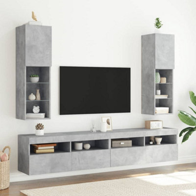 Vidaxl Tv Cabinets With Led Lights 2 Pcs Concrete Grey 30.5X30X102 Cm - image 1