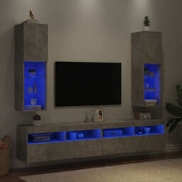 Vidaxl Tv Cabinets With Led Lights 2 Pcs Concrete Grey 30.5X30X102 Cm - thumbnail 4