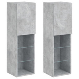 Vidaxl Tv Cabinets With Led Lights 2 Pcs Concrete Grey 30.5X30X102 Cm - thumbnail 2