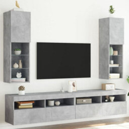 Vidaxl Tv Cabinets With Led Lights 2 Pcs Concrete Grey 30.5X30X102 Cm - thumbnail 3