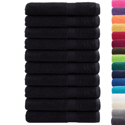 Berkfield Durable Premium Towels Solund 10 Pcs Black 100X200 Cm 600 Gsm
