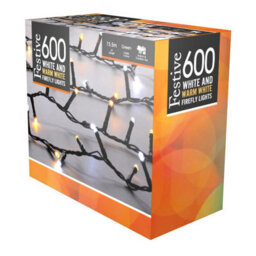 Festive Indoor & Outdoor Flickering 5Ft Christmas Tree Lights 600 White And Warm White Leds - thumbnail 6