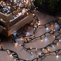 Festive Indoor & Outdoor Flickering 5Ft Christmas Tree Lights 600 White And Warm White Leds - thumbnail 3