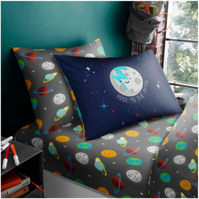 Gc Gaveno Cavailia Printed Kids Space Navy Fitted Sheet Single Bed Luxury Galaxy Bed Set For Childrens - image 1