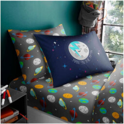 Gc Gaveno Cavailia Printed Kids Space Navy Fitted Sheet Single Bed Luxury Galaxy Bed Set For Childrens - thumbnail 1