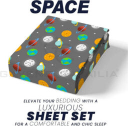Gc Gaveno Cavailia Printed Kids Space Navy Fitted Sheet Single Bed Luxury Galaxy Bed Set For Childrens - thumbnail 5
