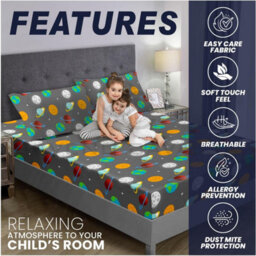 Gc Gaveno Cavailia Printed Kids Space Navy Fitted Sheet Single Bed Luxury Galaxy Bed Set For Childrens - thumbnail 2