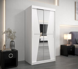Arte Morocco Contemporary 2 Mirrored Sliding Door Wardrobe 5 Shelves 2 Rails White Matt (H)2000mm (W)1000mm (D)620mm - thumbnail 2