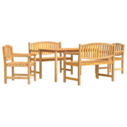 Berkfield 5 Piece Garden Dining Set Solid Wood Teak - thumbnail 2