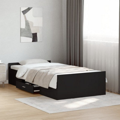 Berkfield Bed Frame With Drawers Without Mattress Black 75X190 Cm Small Single - image 1