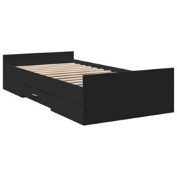 Berkfield Bed Frame With Drawers Without Mattress Black 75X190 Cm Small Single - thumbnail 6