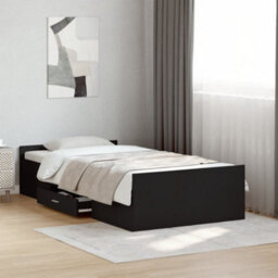 Berkfield Bed Frame With Drawers Without Mattress Black 75X190 Cm Small Single - thumbnail 1