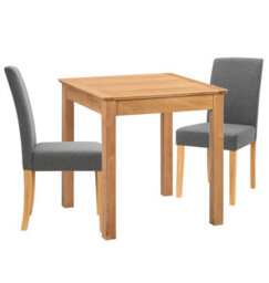 Hallowood Furniture Hereford Small Dining Table With 2 Straight Back Oak Chairs (Grey Seat) - thumbnail 8