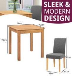 Hallowood Furniture Hereford Small Dining Table With 2 Straight Back Oak Chairs (Grey Seat) - thumbnail 3