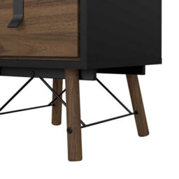 Wyld Haus Juno Black And Walnut Bedside Table, 2-Drawer, Hairpin Legs - thumbnail 9
