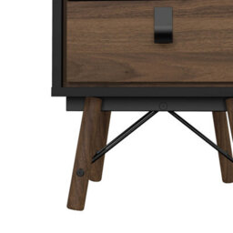 Wyld Haus Juno Black And Walnut Bedside Table, 2-Drawer, Hairpin Legs - thumbnail 8