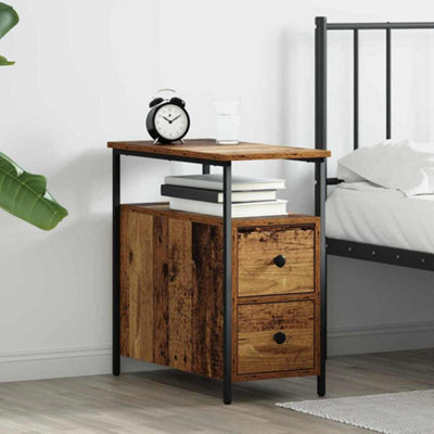 Berkfield Bedside Cabinet With Drawer 2 Pcs Old Wood Engineered Wood - image 1