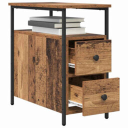Berkfield Bedside Cabinet With Drawer 2 Pcs Old Wood Engineered Wood - thumbnail 3