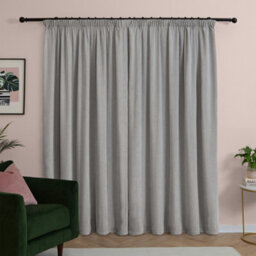 furn. Furn Soft Chenille Blackout Pencil Pleat Curtain Pair, Silver, (W) 117 X (D) 137Cm - thumbnail 3