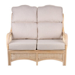 Alfresia 2 Seater Cane Conservatory Sofa With Arron Natural High Back Cushions - thumbnail 2