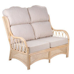 Alfresia 2 Seater Cane Conservatory Sofa With Arron Natural High Back Cushions