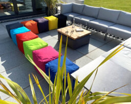 Beautiful Beanbags Beanbag Cube Footstool - Water-Resistant Bean Bag Pouffe For Indoor Or Outdoor Use - Purple - thumbnail 5