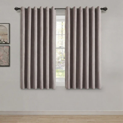 Aspire Homeware Mocha Linen 100% Blackout Curtain Thermal Insulated Eyelet Curtain Pair (W)168Cm X (D)137Cm With Tie Back - image 1