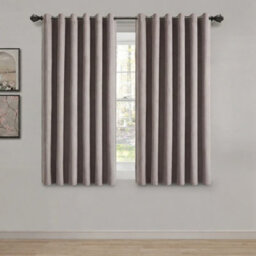 Aspire Homeware Mocha Linen 100% Blackout Curtain Thermal Insulated Eyelet Curtain Pair (W)168Cm X (D)137Cm With Tie Back