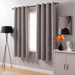 Aspire Homeware Mocha Linen 100% Blackout Curtain Thermal Insulated Eyelet Curtain Pair (W)168Cm X (D)137Cm With Tie Back - thumbnail 9