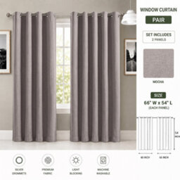 Aspire Homeware Mocha Linen 100% Blackout Curtain Thermal Insulated Eyelet Curtain Pair (W)168Cm X (D)137Cm With Tie Back - thumbnail 7