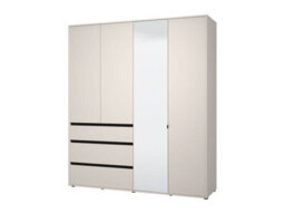 Amos Mann Furniture Corbett Matte Cashmere 4 Door 3 Drawer Mirrored Wardrobe - thumbnail 3