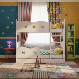 Nemo 160 Bunk Bed For 2 Mdf With Wooden Legs Slatted Bases Mattresses And Storage  168 X 81 X 160Cm Cashmere - thumbnail 1