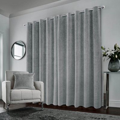 Luxury Enhanced Living Grey Velvet, Supersoft, 100% Blackout, Thermal Pair Of Curtains With Eyelet Top - 90 X 72 Inch (229X183Cm) - image 1