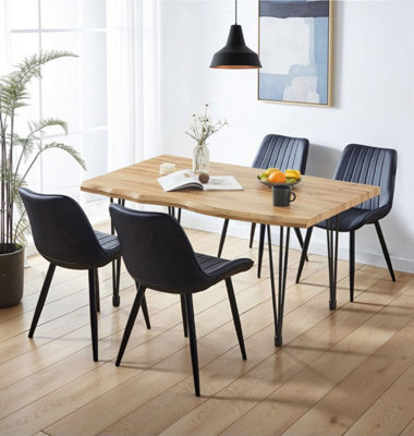 Hallowood Furniture Cullompton Large Dining Table (1.2M) With 4 Black Bonded Leather Chairs - image 1