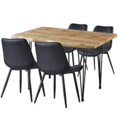 Hallowood Furniture Cullompton Large Dining Table (1.2M) With 4 Black Bonded Leather Chairs - thumbnail 8