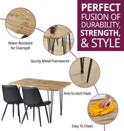 Hallowood Furniture Cullompton Large Dining Table (1.2M) With 4 Black Bonded Leather Chairs - thumbnail 2