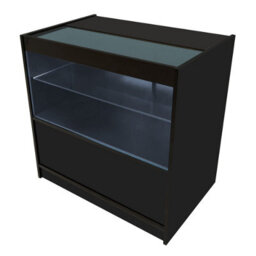 MonsterShop Black Shop Counter Led Light C 900mm Lockable Sliding Doors 2 Keys Retail Storage Unit Display Showcase Cabinet Reception Desk - thumbnail 7