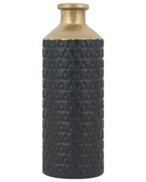 Beliani Aurora Black Stoneware Table Vase With Gold Neck, 39Cm - Decorative Bottle-Shaped Accent - thumbnail 1