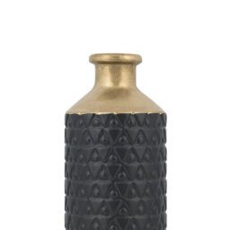 Beliani Aurora Black Stoneware Table Vase With Gold Neck, 39Cm - Decorative Bottle-Shaped Accent - thumbnail 5