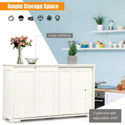 Freestanding Kitchen Storage Cabinet Floor Storage Cabinet-White - thumbnail 5
