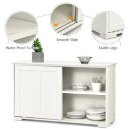 Freestanding Kitchen Storage Cabinet Floor Storage Cabinet-White - thumbnail 4