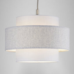 Happy Homewares Modern Grey Herringbone Linen And Cotton Triple Tier Design Pendant Lamp Shade - thumbnail 8