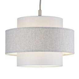 Happy Homewares Modern Grey Herringbone Linen And Cotton Triple Tier Design Pendant Lamp Shade - thumbnail 2