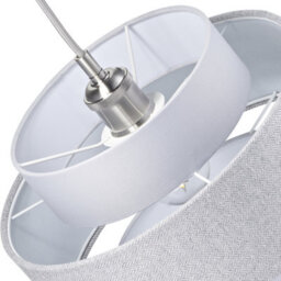 Happy Homewares Modern Grey Herringbone Linen And Cotton Triple Tier Design Pendant Lamp Shade - thumbnail 5