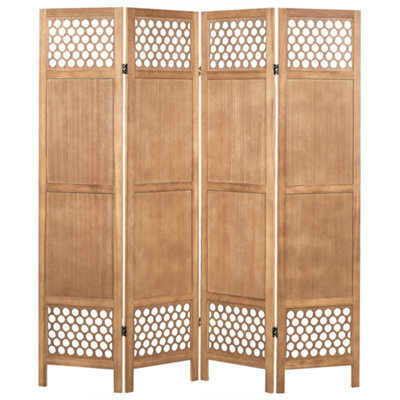 Beliani 4 Panel Room Divider Certosa Light Brown 163 Cm 170 Cm - image 1